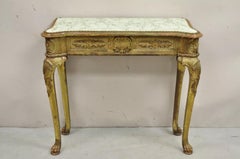 Vintage French Empire Style Distressed Gold Giltwood Hall Table Console