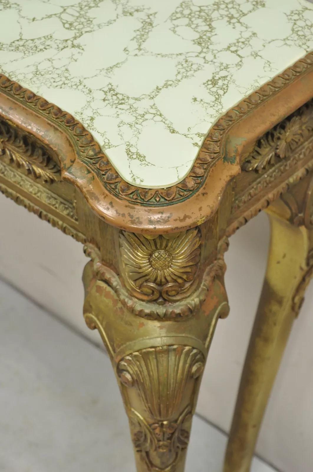 Vintage Französisch Empire-Stil Distressed Gold Giltwood Halle Tisch Konsole im Angebot 3