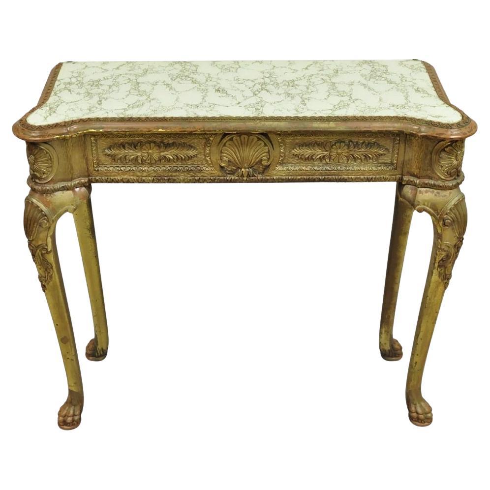 Vintage Französisch Empire-Stil Distressed Gold Giltwood Halle Tisch Konsole im Angebot