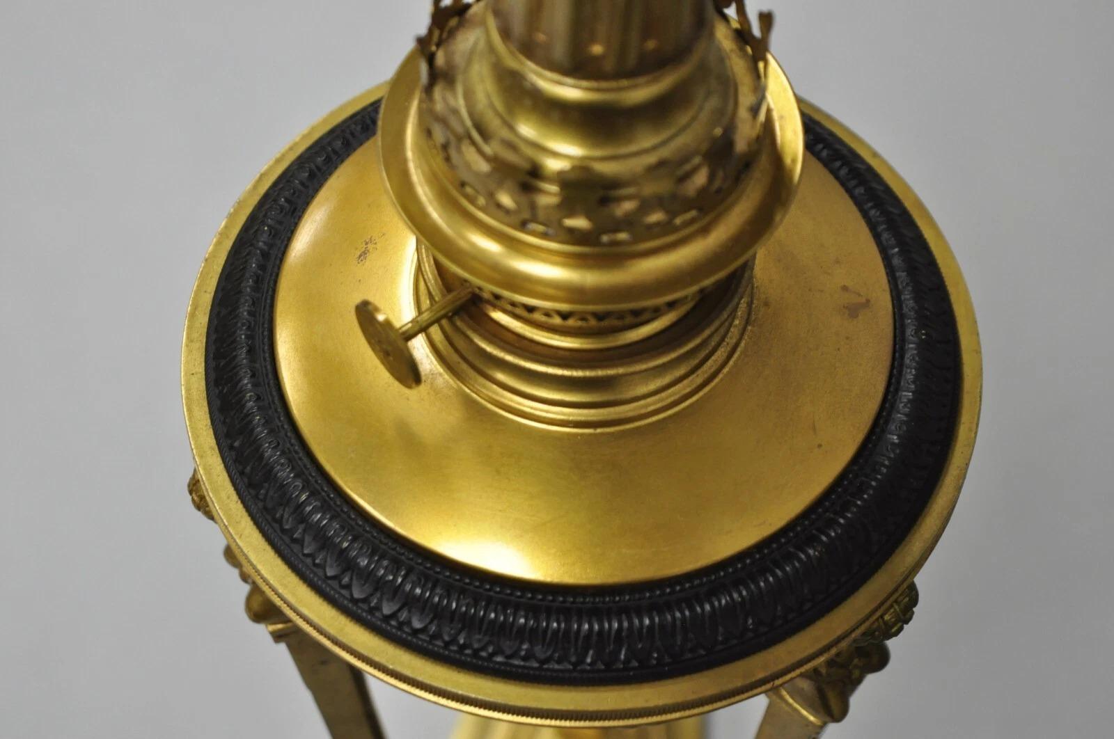 Vintage French Empire Style Figural Woman Black & Gold Brass Table Lamps - Pair For Sale 4