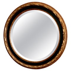 Vintage French Empire Style Gilt Gesso and Lacquer Beveled Mirror, 1940's