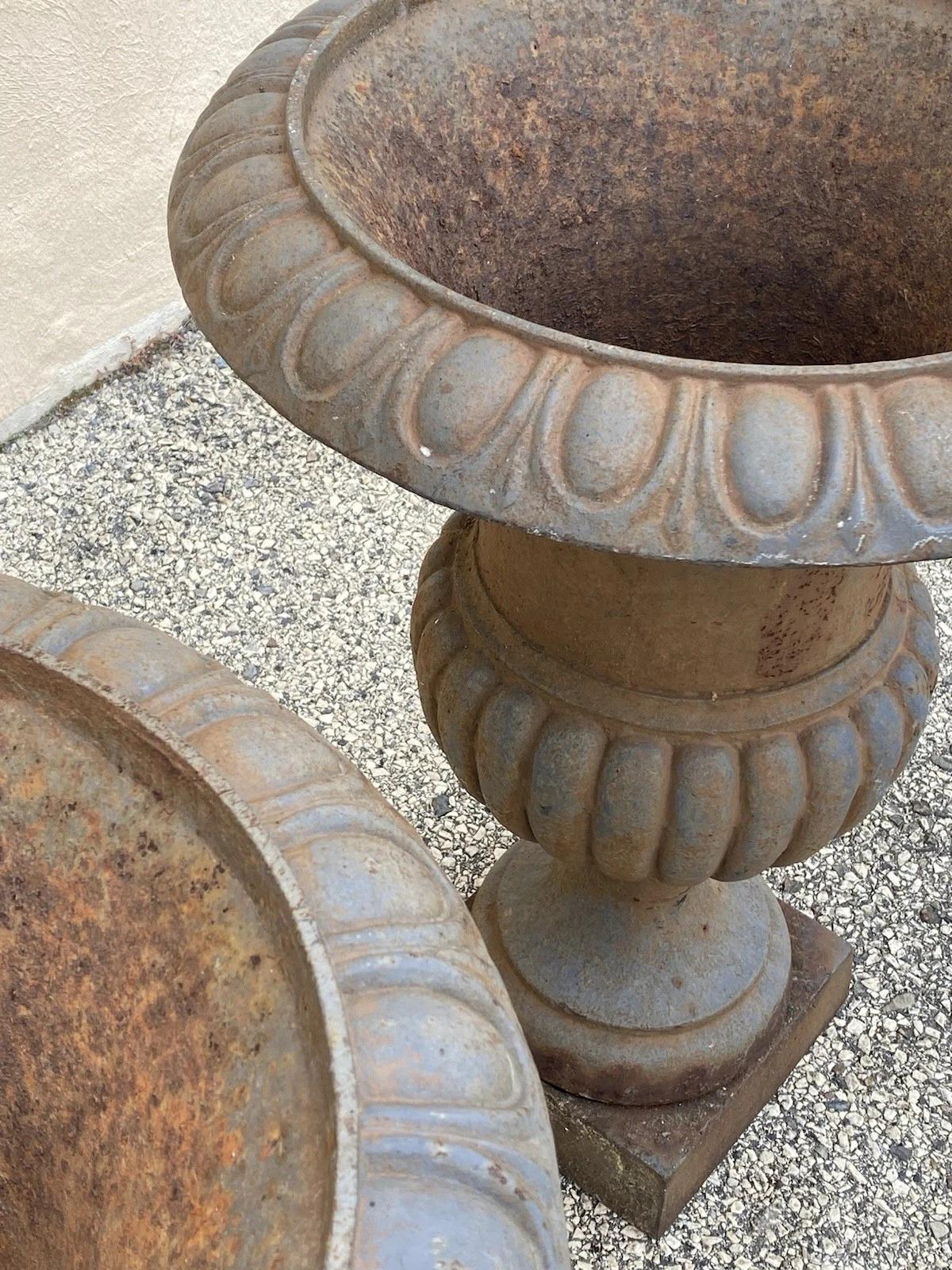 Jardineras grandes de hierro fundido con forma de urna de 30
