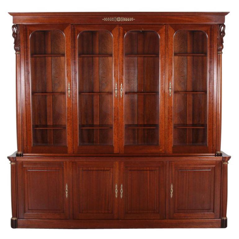 Vintage French EmpireStyle Mahogany Bookcase at 1stDibs