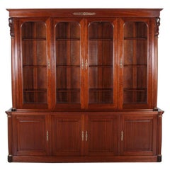 Vintage French Empire-Style Mahogany Bookcase 