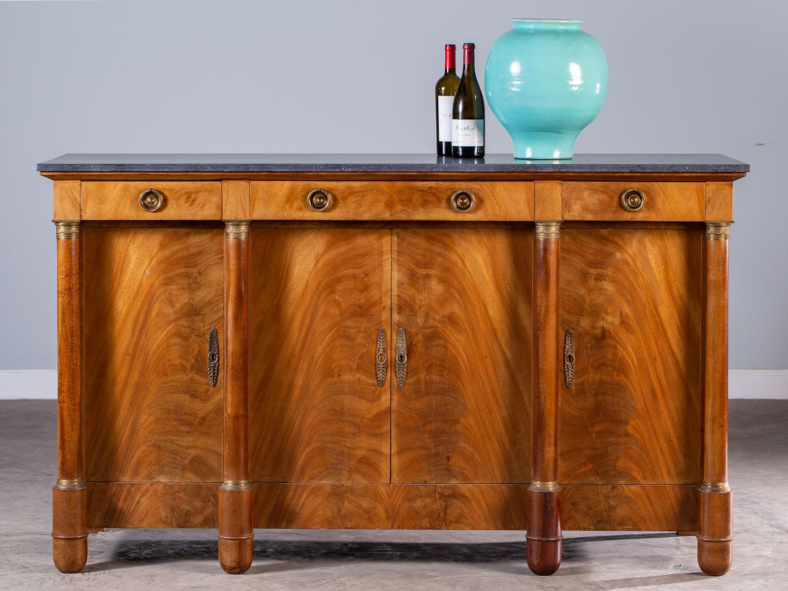 Vintage French Empire Style Mahogany Marble Top Buffet, circa 1920 5