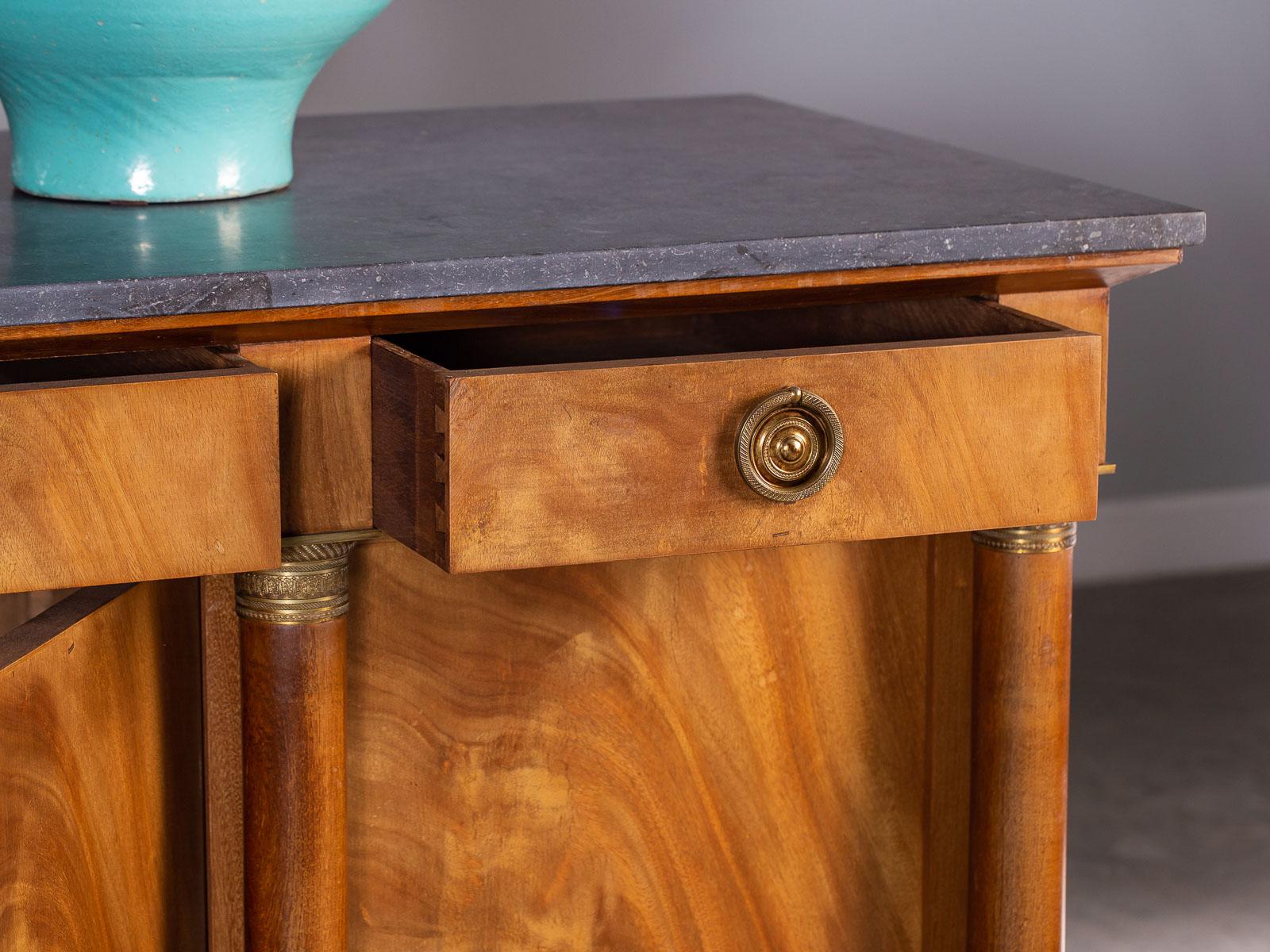 Early 20th Century Vintage French Empire Style Mahogany Marble Top Buffet, circa 1920