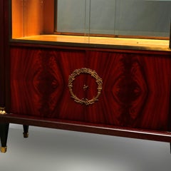 Vintage French Empire Style Mahogany & Ormolu China Cabinet, Circa 1930