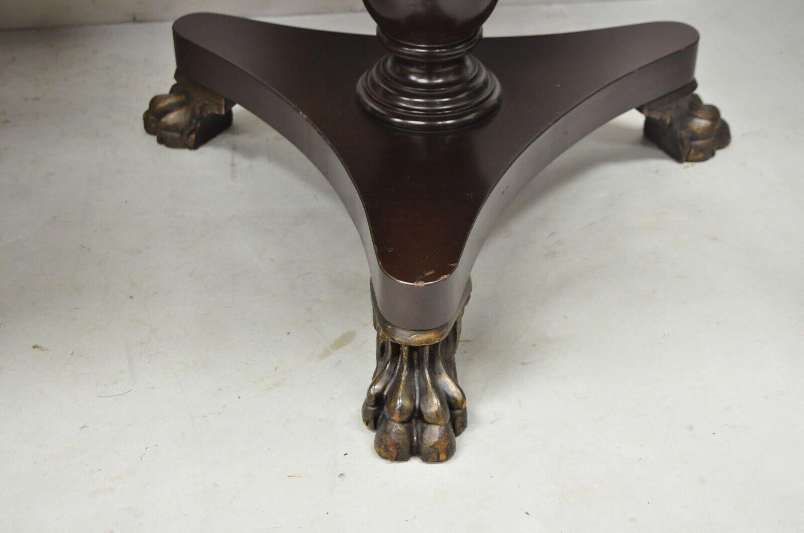 Vintage French Empire Style Mahogany Paw Feet Side Tables, a Pair For Sale 8