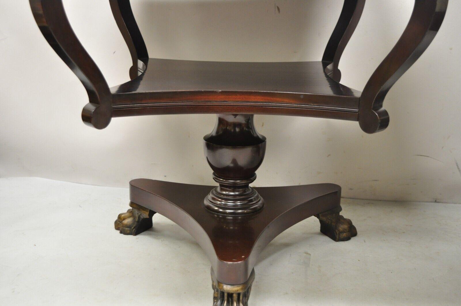 Vintage French Empire Style Mahogany Paw Feet Side Tables, a Pair For Sale 1