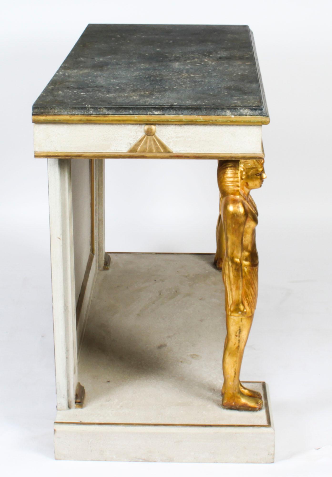 Vintage French Empire Style Painted Console Table Mid 20th Century For Sale 10