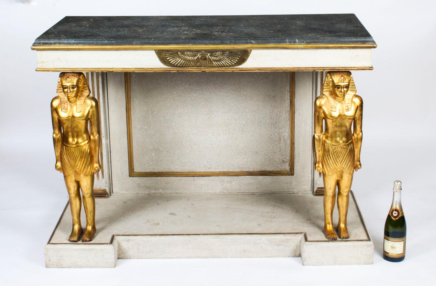 Vintage French Empire Style Painted Console Table Mid 20th Century For Sale 11