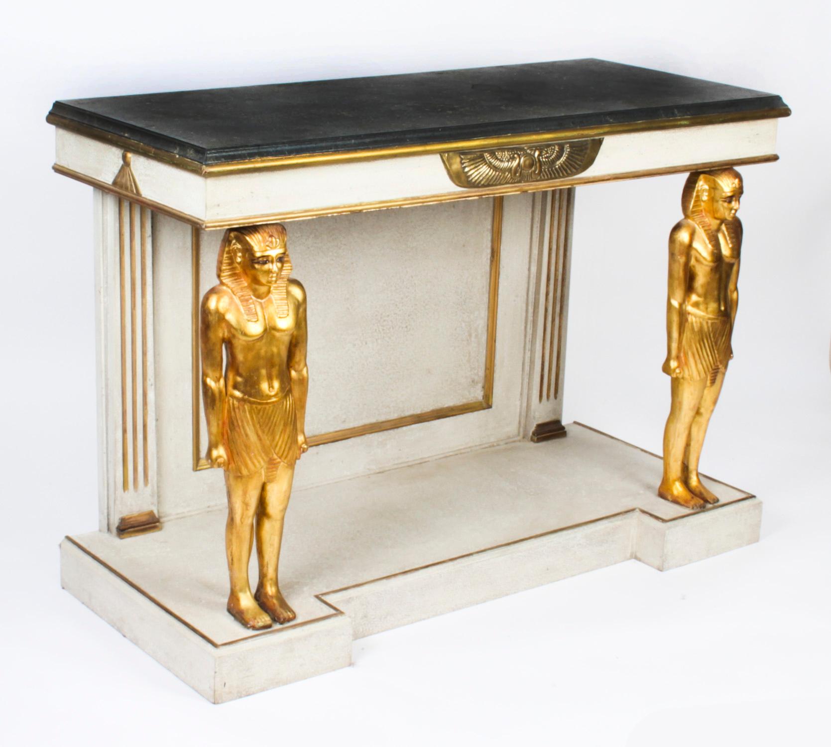 Vintage French Empire Style Painted Console Table Mid 20th Century For Sale 12