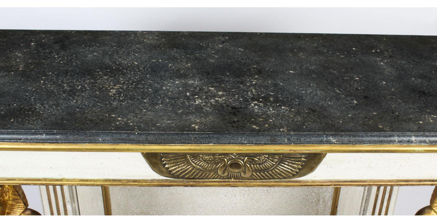 Vintage French Empire Style Painted Console Table Mid 20th Century For Sale 3