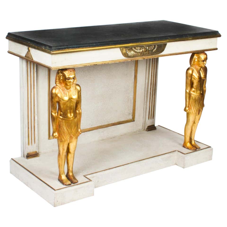 Antique French Empire Console Table Carrara Marble, circa 1810 at 1stDibs