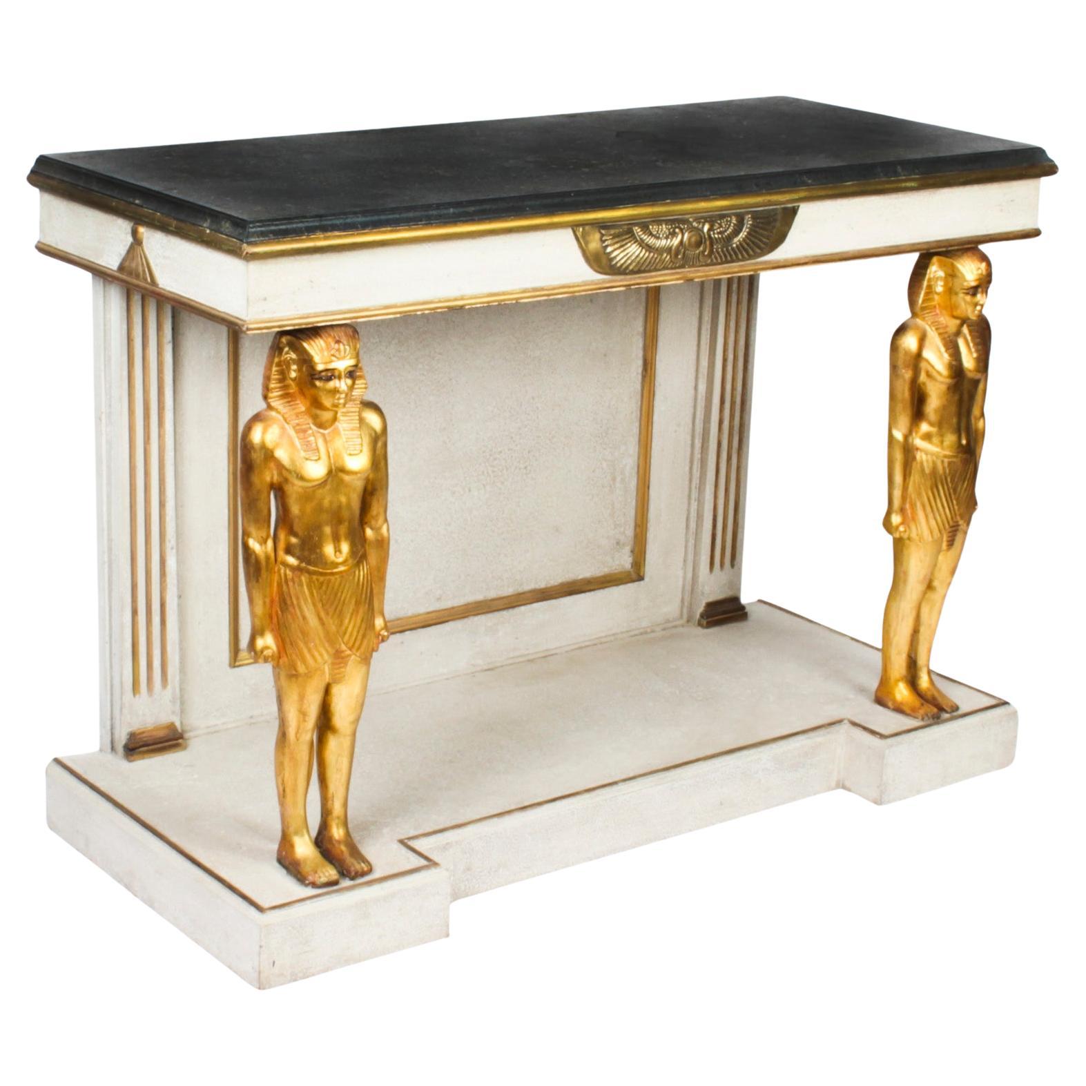 Table console peinte vintage de style Empire français Milieu du 20ème siècle