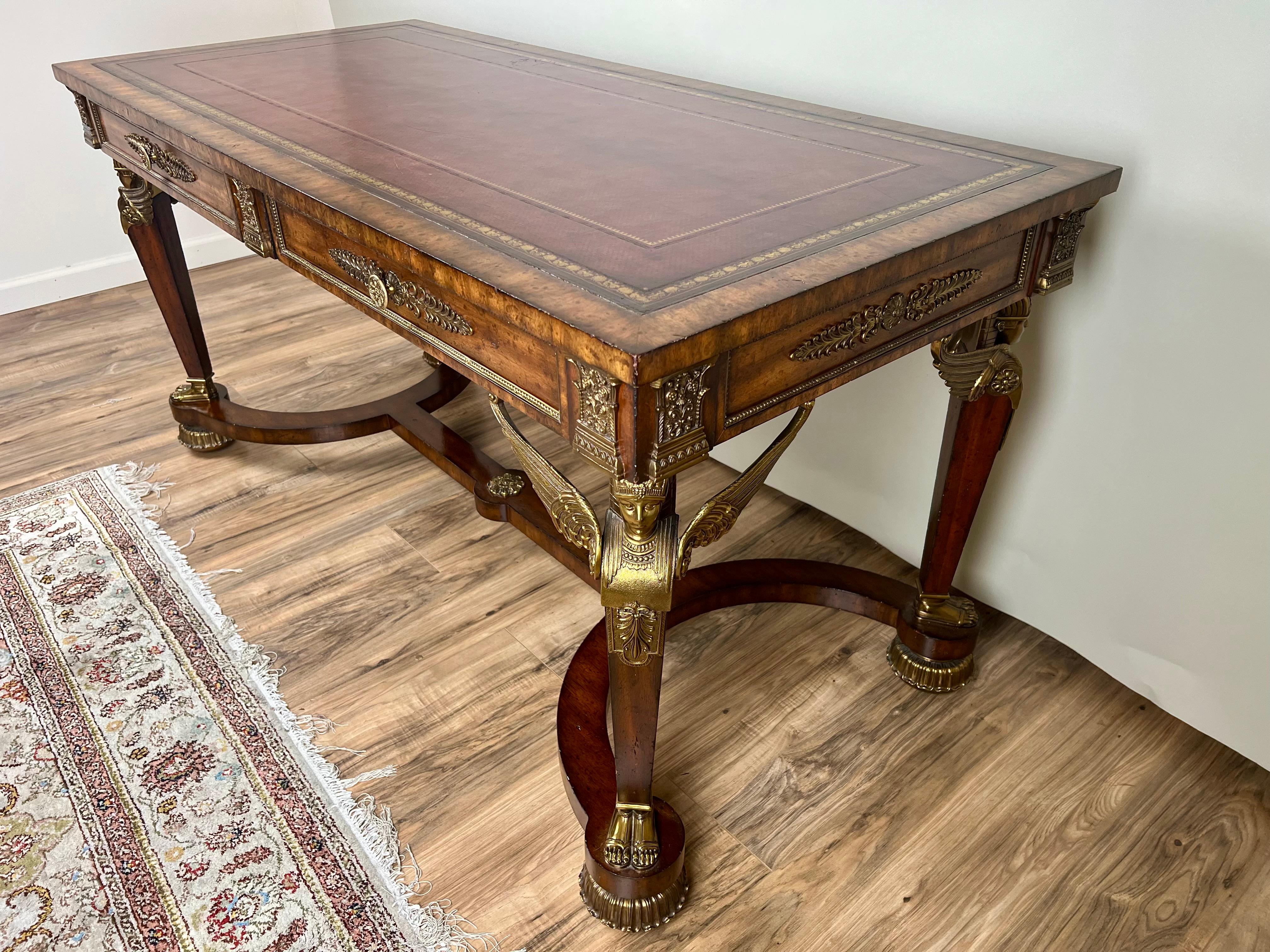 Vintage Französisch Empire Stil Partner Schreibtisch von Maitland Smith im Angebot 5