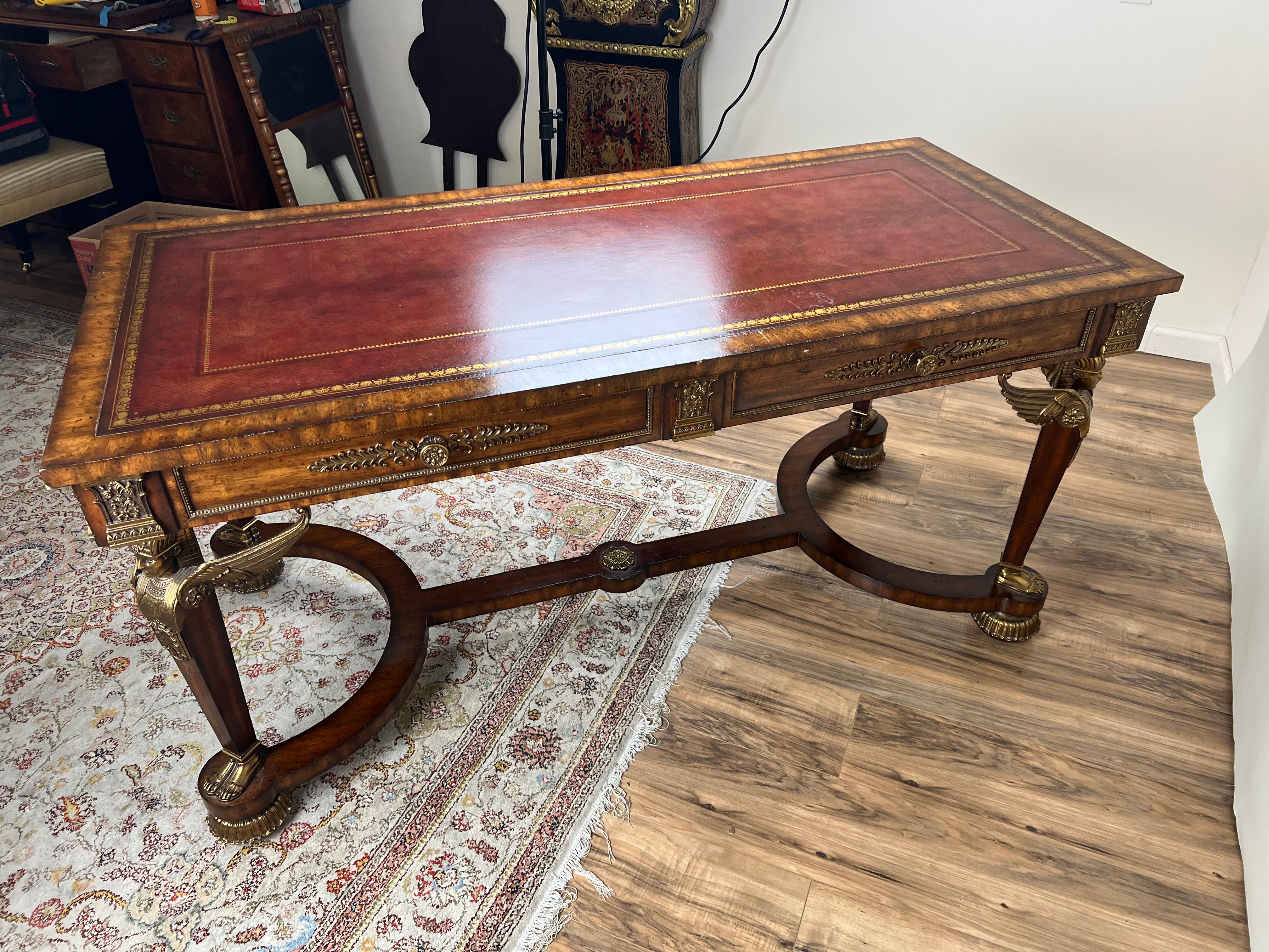 Vintage Französisch Empire Stil Partner Schreibtisch von Maitland Smith (amerikanisch) im Angebot