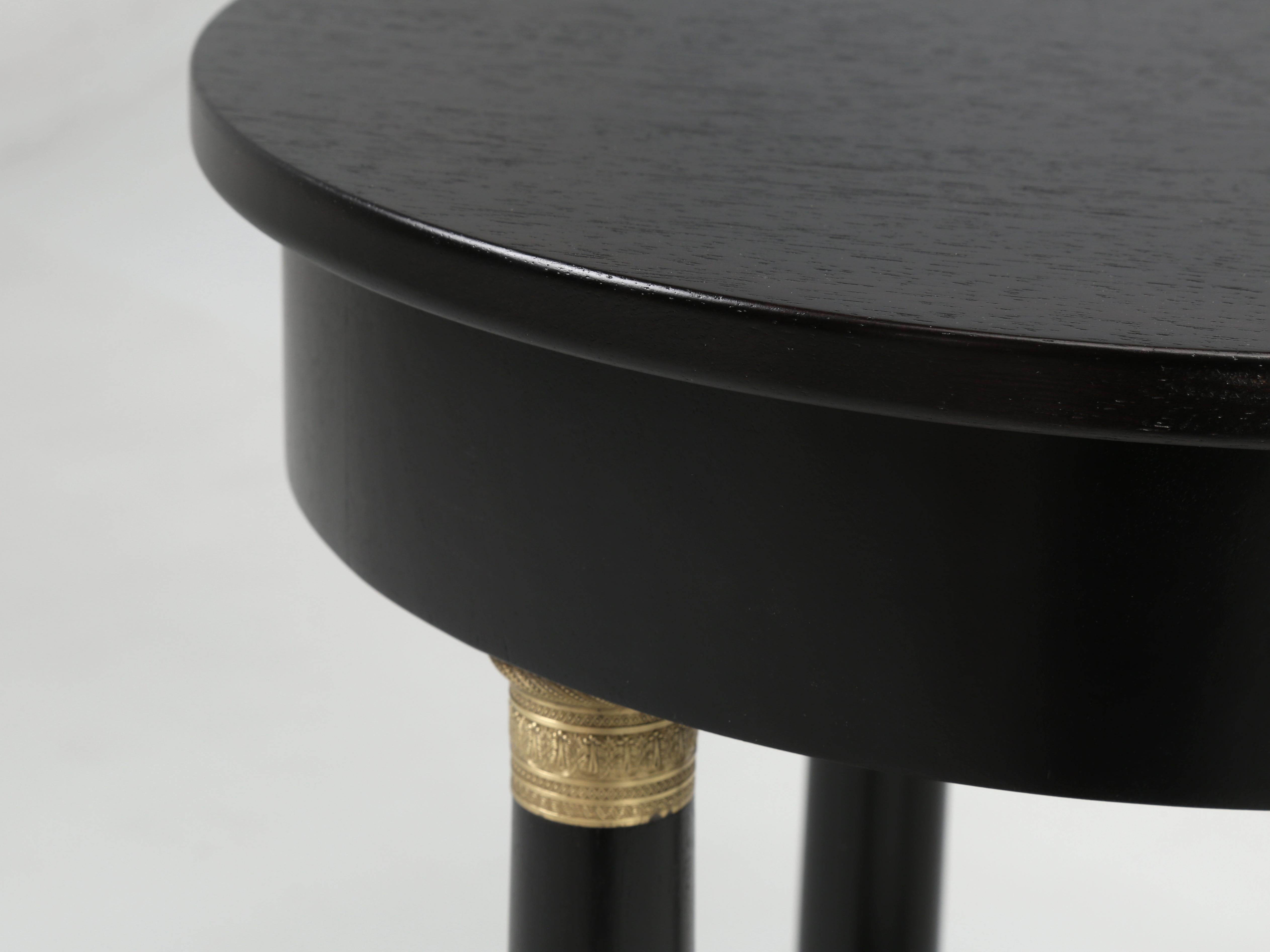 Mid-20th Century Vintage French Empire Style Side Table in an Ebonized Mahogany Finish, Restored  For Sale