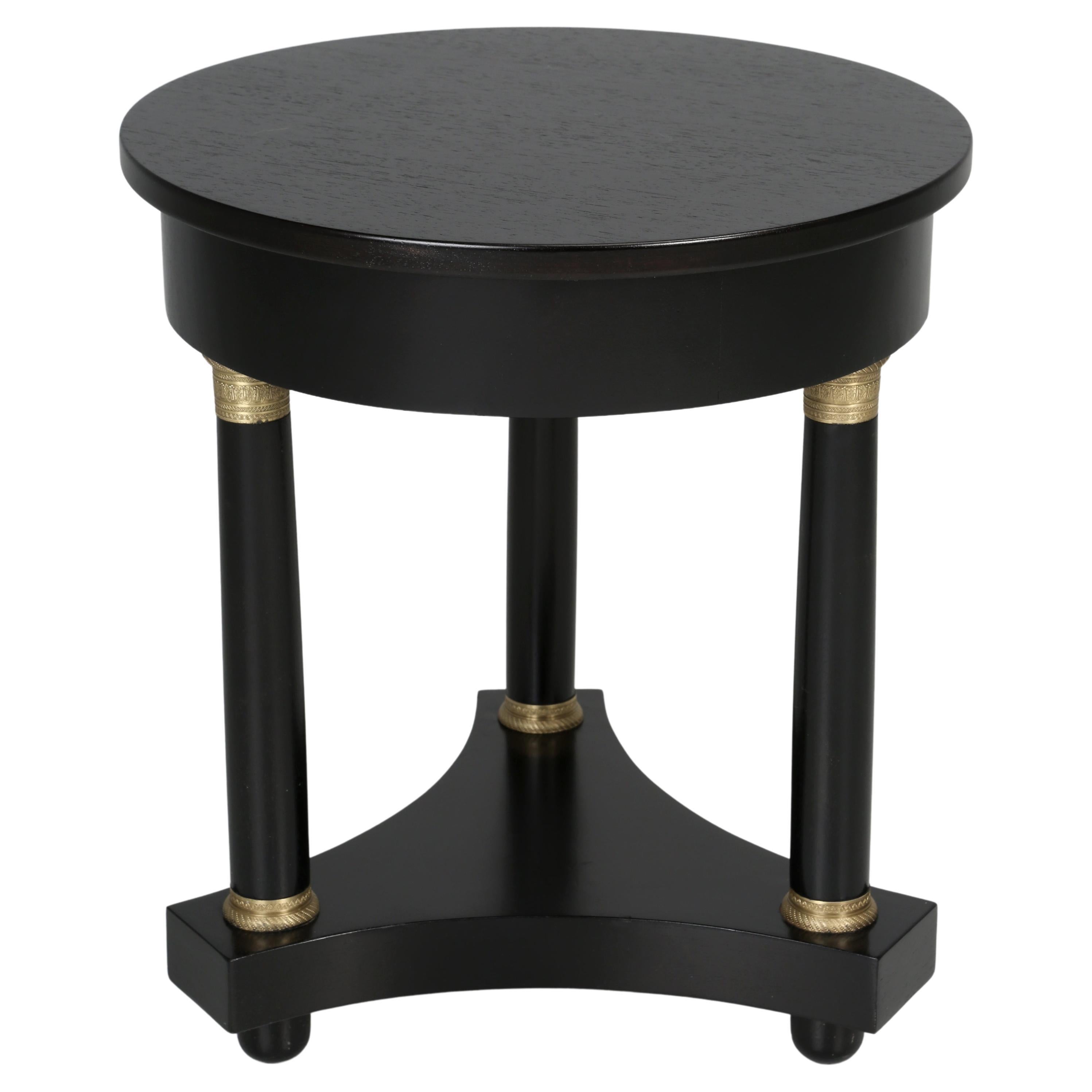 Vintage French Empire Style Side Table in an Ebonized Mahogany Finish, Restored  For Sale