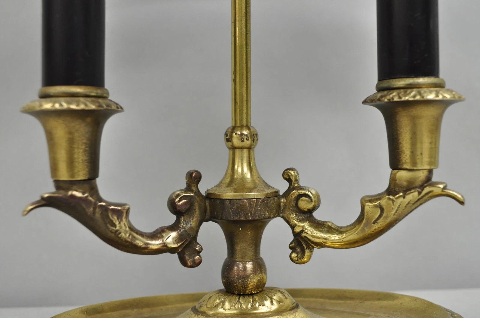 Lampe de bureau Empire en métal à abat-jour ovale, petite bouillotte en laiton en vente 5
