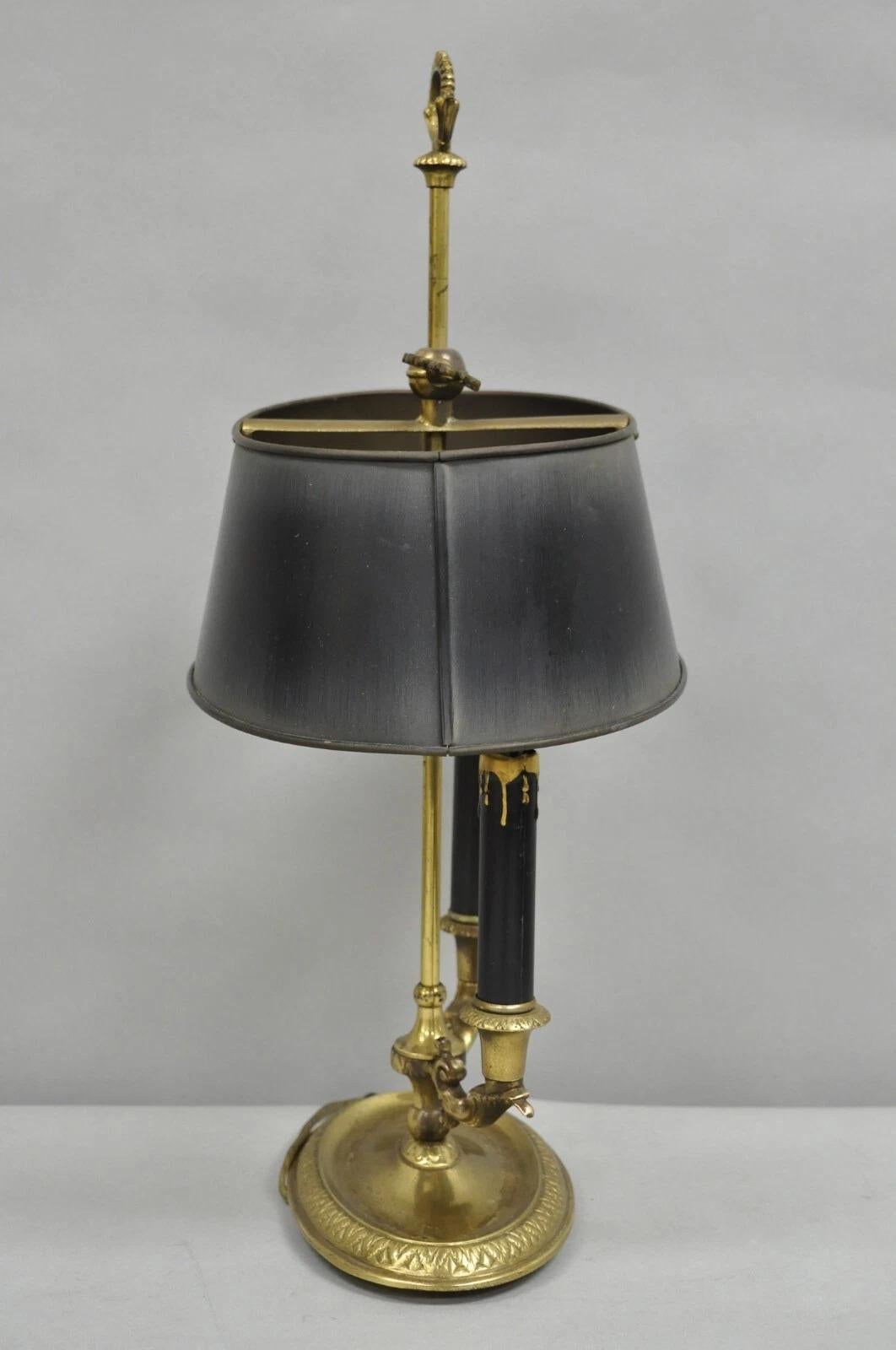 Lampe de bureau Empire en métal à abat-jour ovale, petite bouillotte en laiton en vente 6