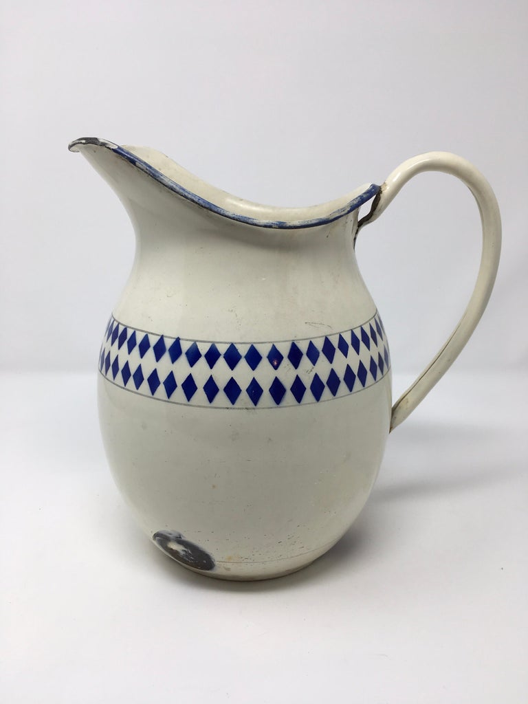 Vintage French Enamel Pitcher For Sale at 1stdibs