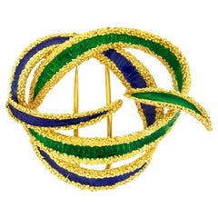 Broche ruban en émail français vintage, c.1960s