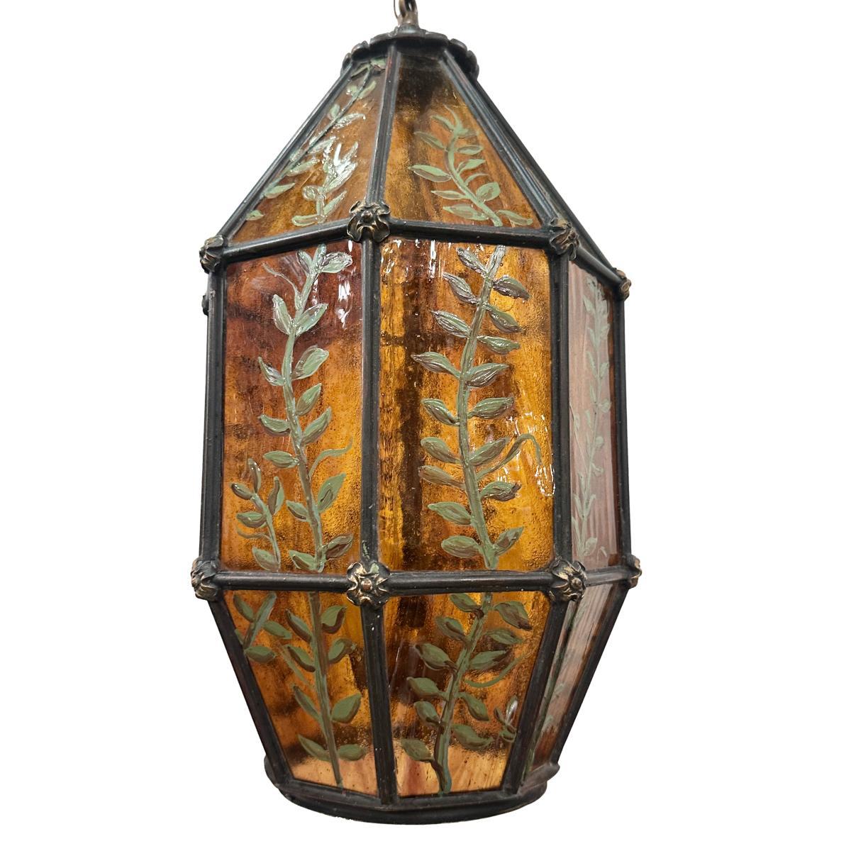 Verre d'art Lanterne émaillée française vintage en vente