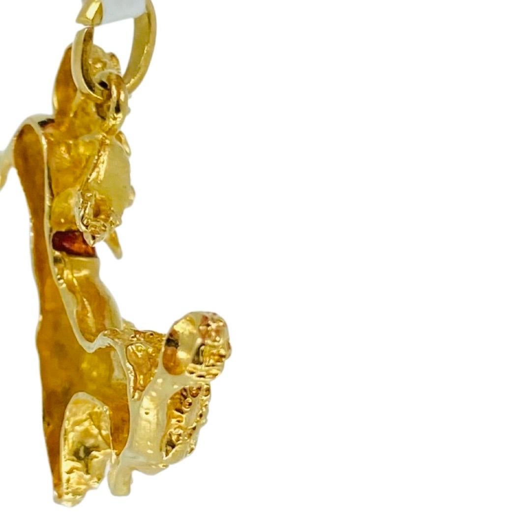 French Enameled Poodle Charm Pendant One Inch 18k Gold  For Sale 4