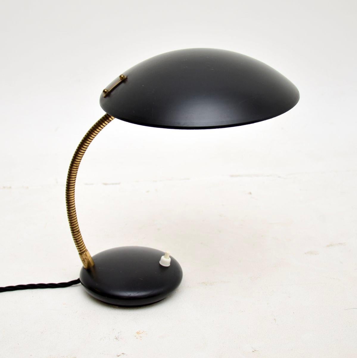 Mid-Century Modern Vintage French Enameled Tole and Brass Desk Lamp For Sale