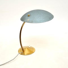 Vintage French Enamelled Tole and Brass Desk Lamp