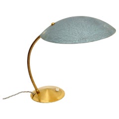 Vintage French Enamelled Tole and Brass Desk Lamp