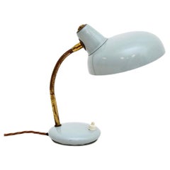 Vintage French Enamelled Tole and Brass Desk Lamp
