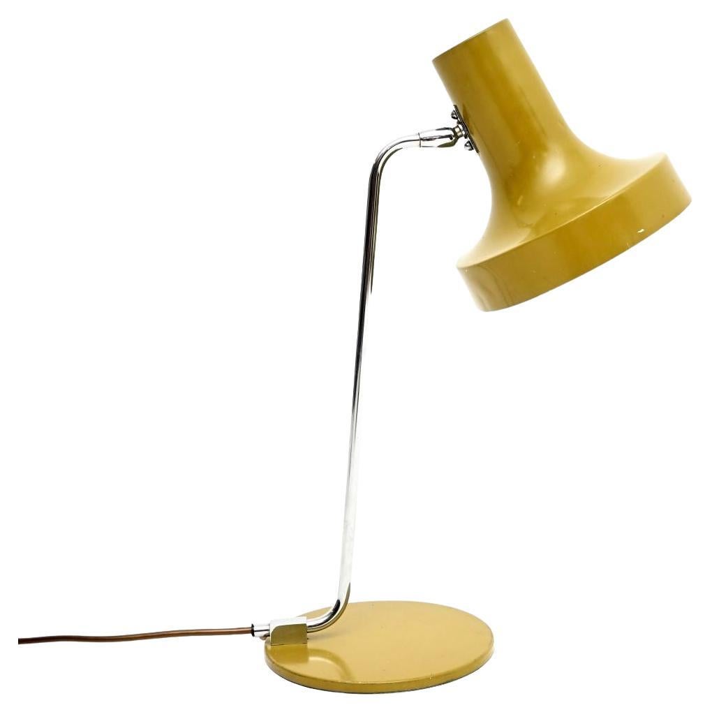 Vintage French Enamelled Tole and Chrome Desk Lamp For Sale