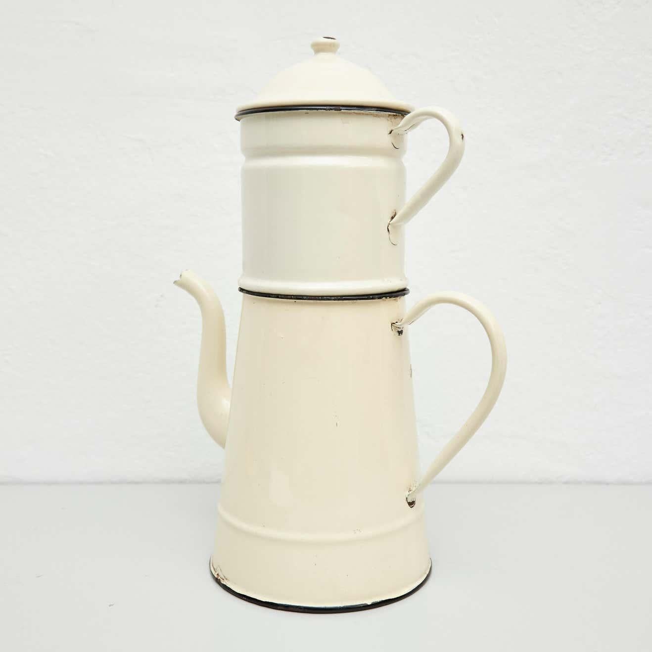 Vintage French Enamelwared Sculptural Decorative Coffee Maker, circa 1920 For Sale 1