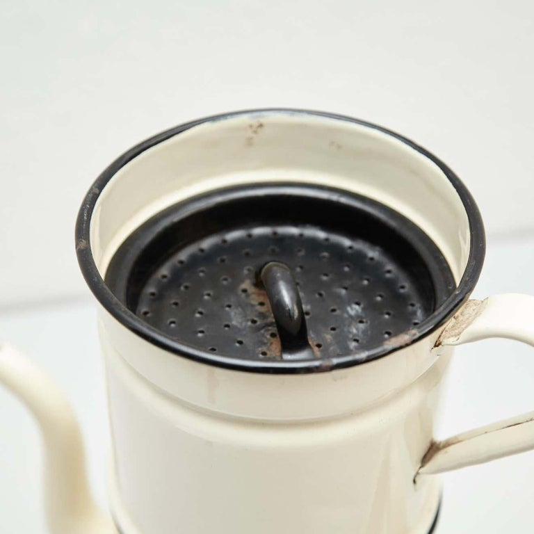 Vintage French Enamelwared Sculptural Decorative Coffee Maker, circa