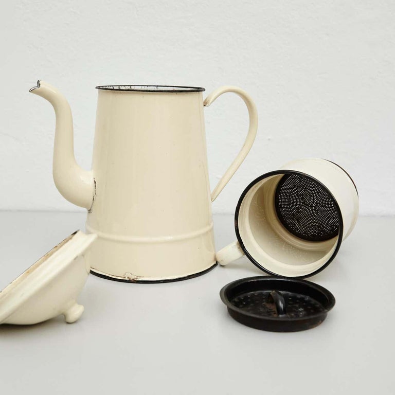 Vintage French Enamelwared Sculptural Decorative Coffee Maker, circa