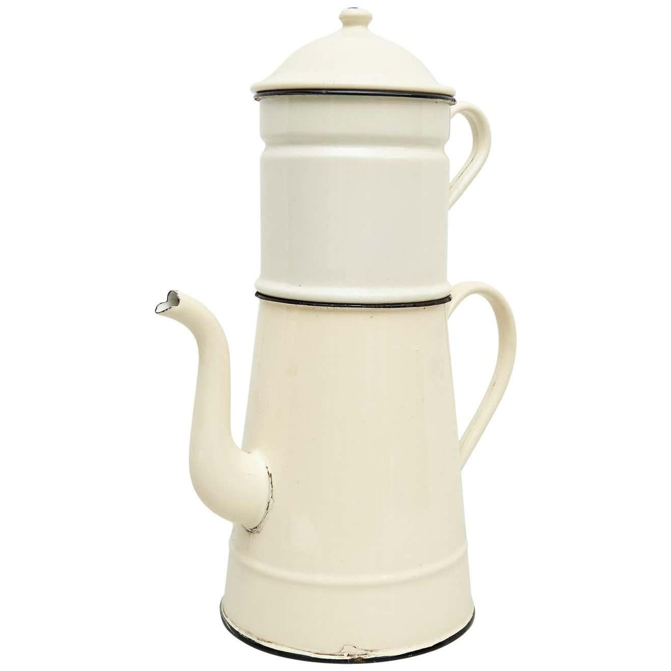 Vintage French Enamelwared Sculptural Decorative Coffee Maker, circa 1920 For Sale 4