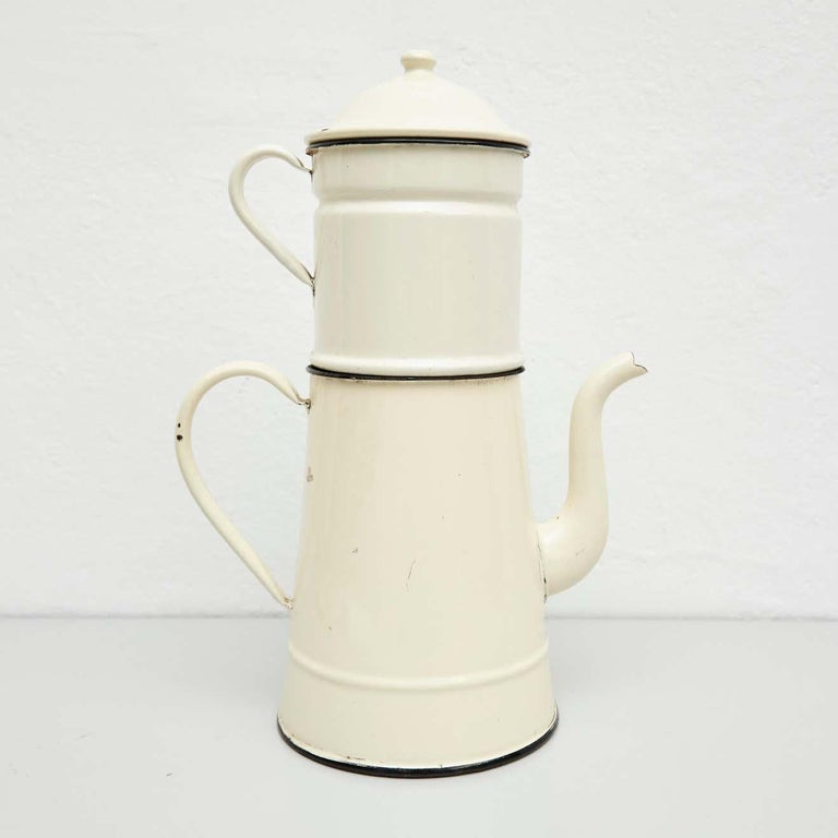 1950s Coffee Pot French Enamel Coffee Pot Stove Top Coffee Pot