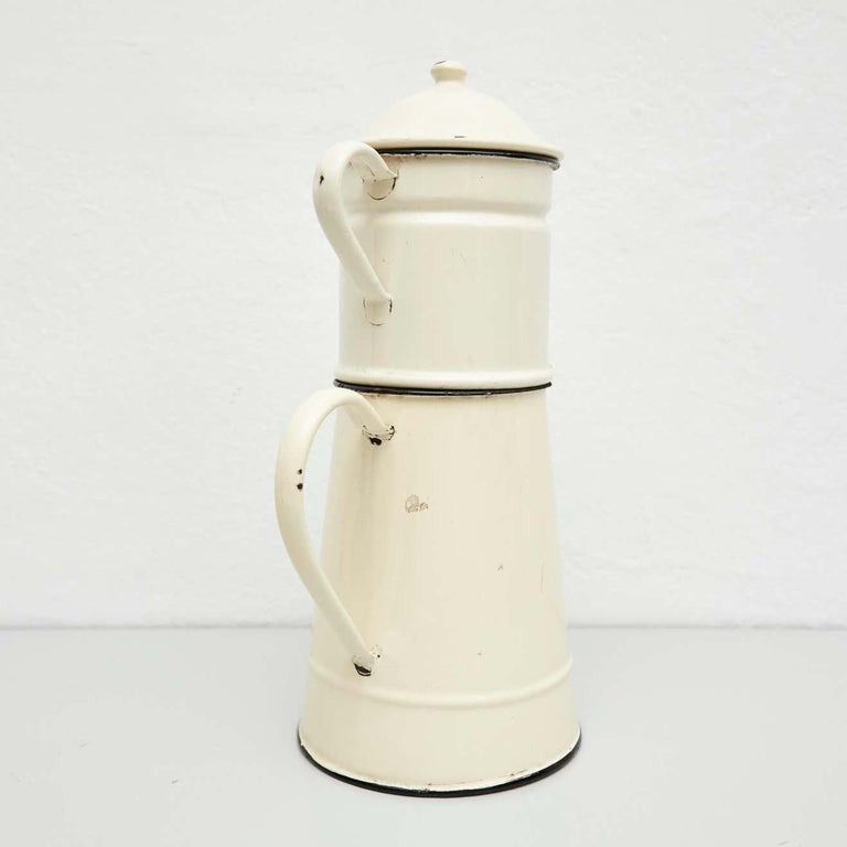 Vintage French Enamelwared Sculptural Decorative Coffee Maker, circa