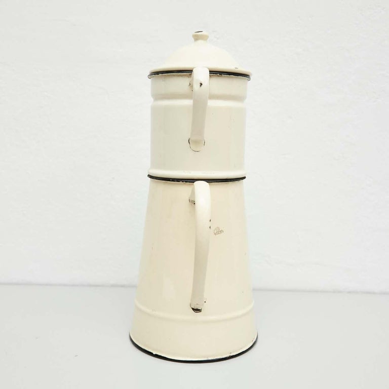 Vintage French Enamelwared Sculptural Decorative Coffee Maker, circa