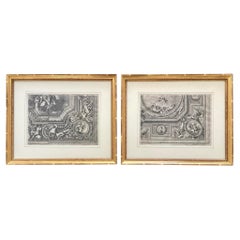 Antique French Etchings, a Pair