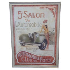 Vintage French Fabrice de Villeneuve Automobile Club of Paris Poster Print 42"