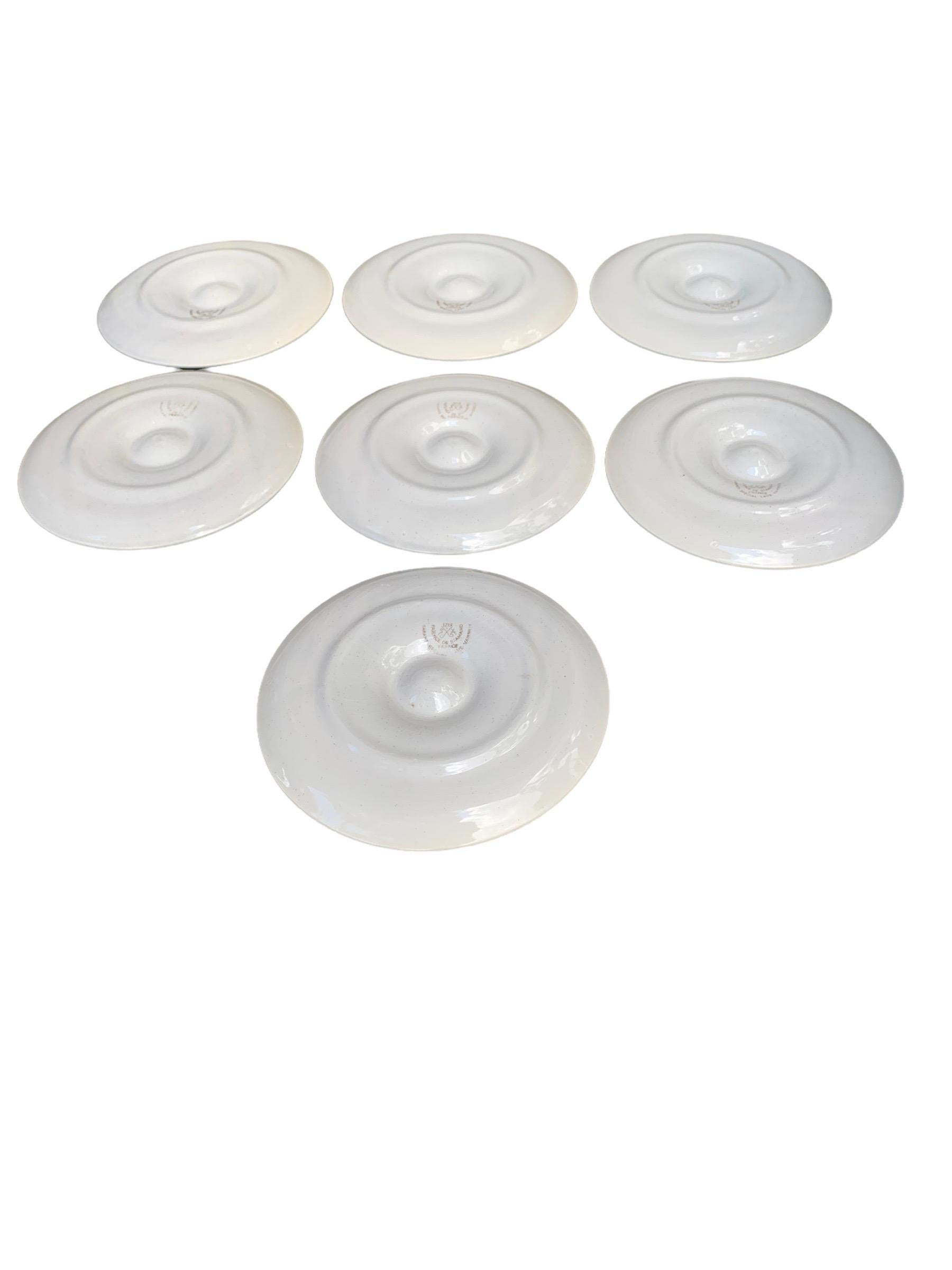Vintage French Faience De St Amand Oyster Plates, Set of Seven 6