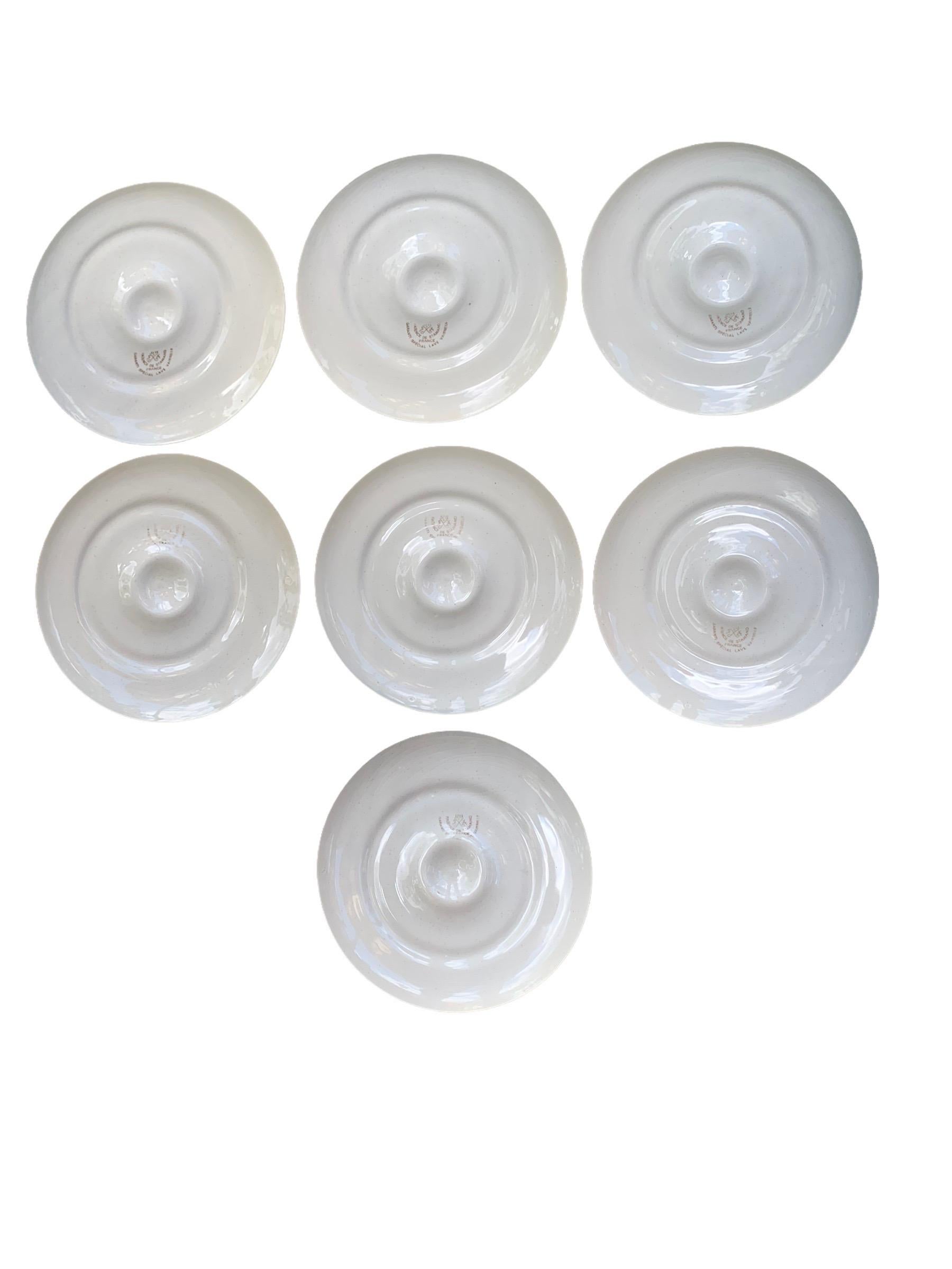 Vintage French Faience De St Amand Oyster Plates, Set of Seven 1