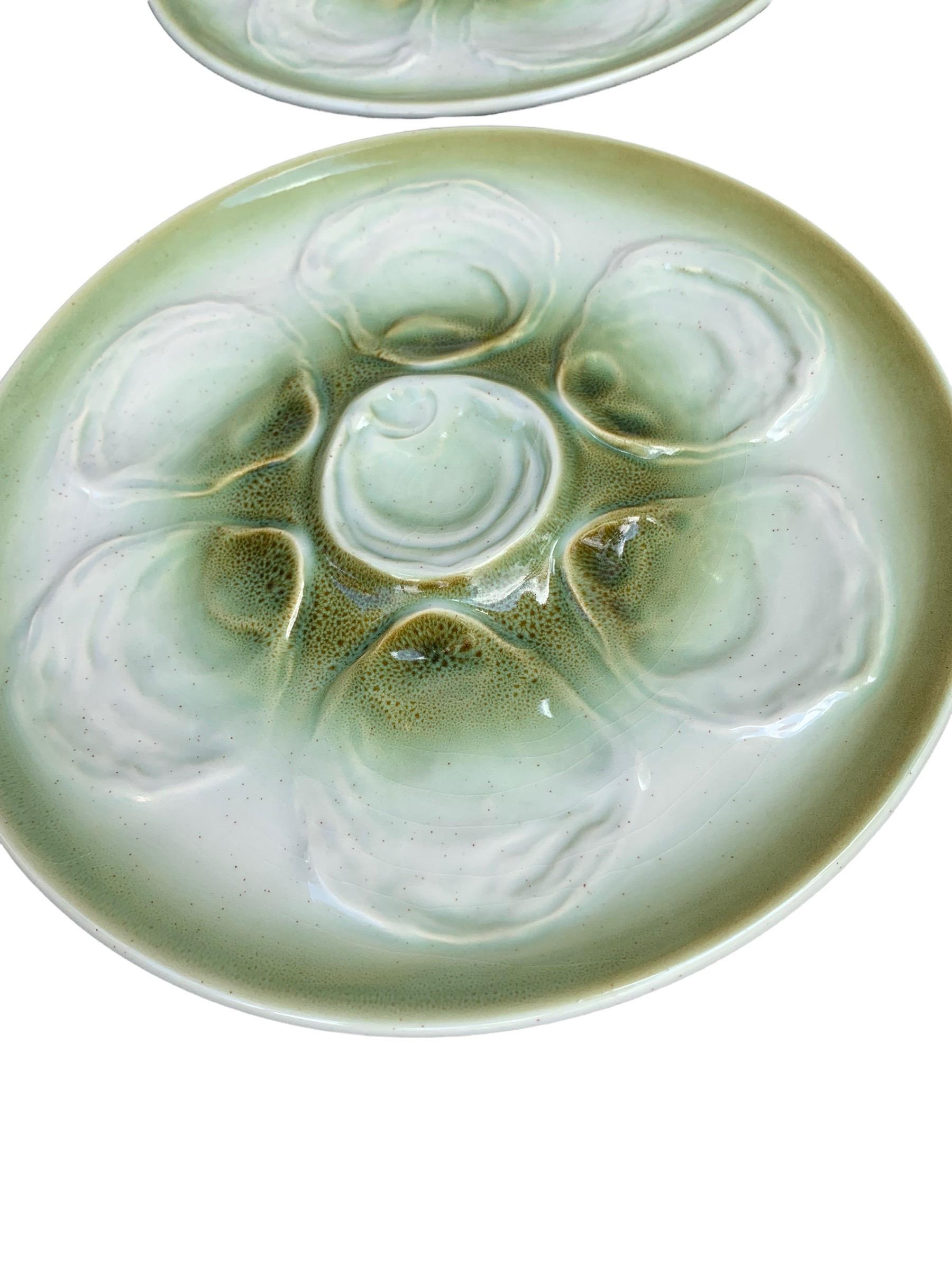 Vintage French Faience De St Amand Oyster Plates, Set of Seven 2