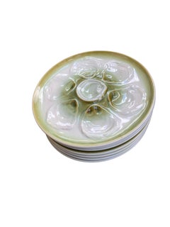Vintage French Faience De St Amand Oyster Plates, Set of Seven