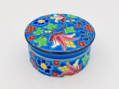 Vintage French Faience Emaux de Longwy Trinket Box with Craquelure Glaze