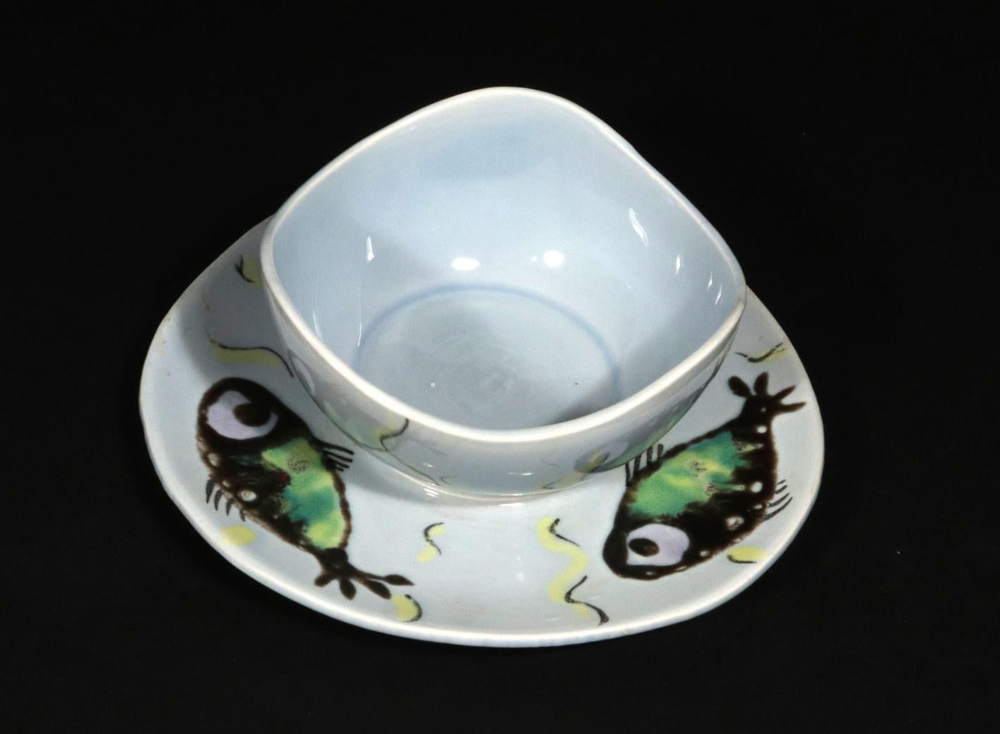Servizio di maiolica francese d'epoca decorato con pesci, MFBA Pornic in vendita 3
