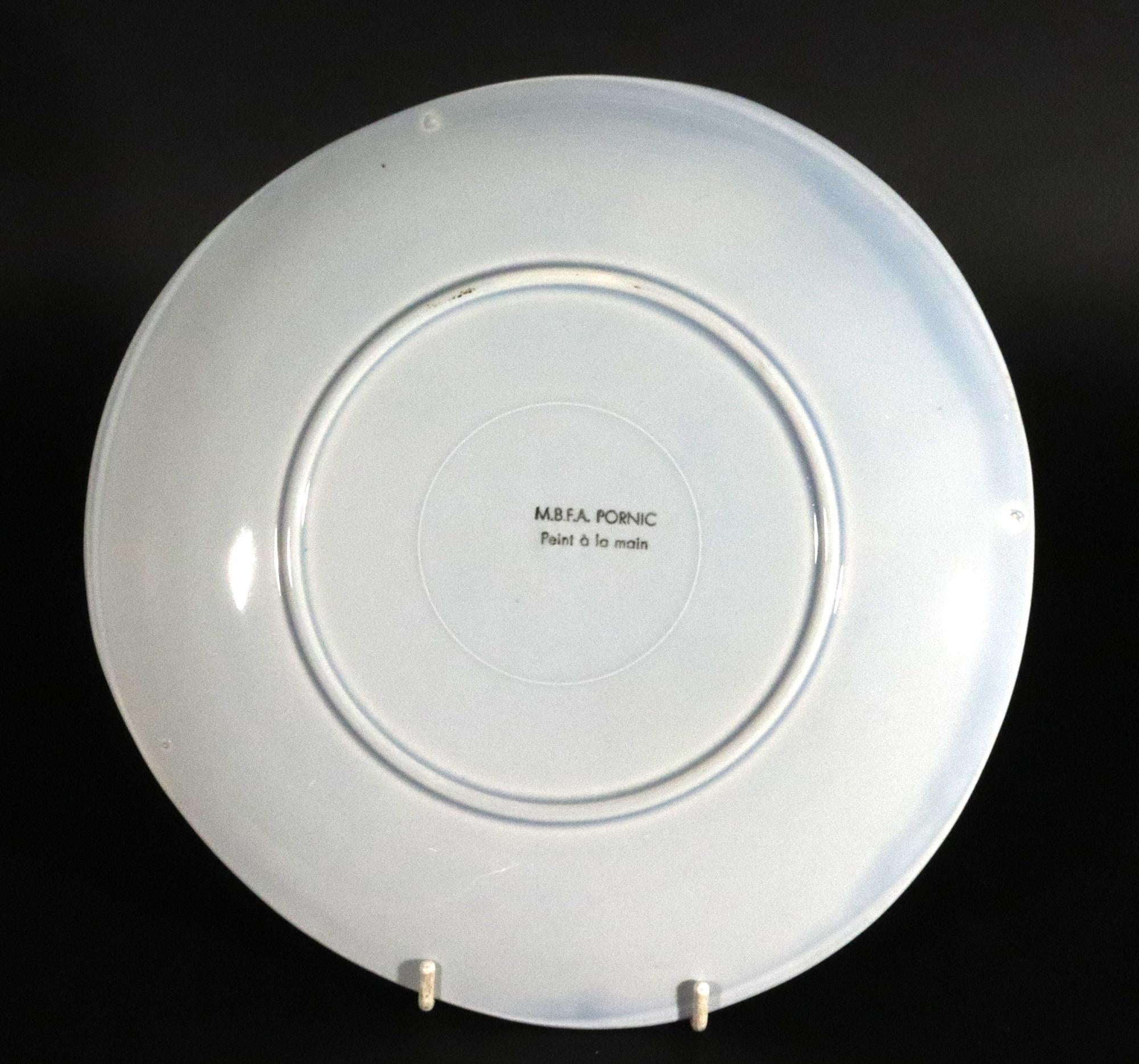 Servizio di maiolica francese d'epoca decorato con pesci, MFBA Pornic in vendita 5